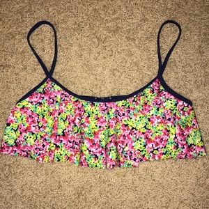 Floral ruffle bikini top